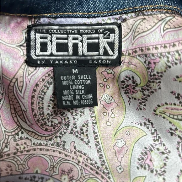 Berek • Medium • Vintage • Blue • Denim • Pink Rhinestones Buttons • Trench Coat - Picture 12 of 12